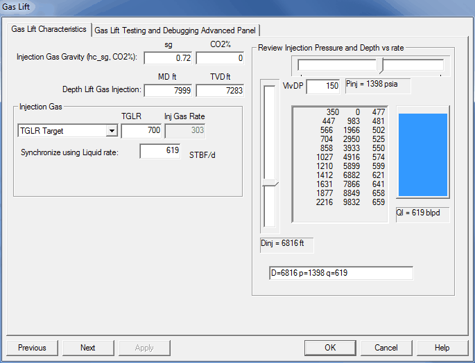 Simple Gas Lift panel