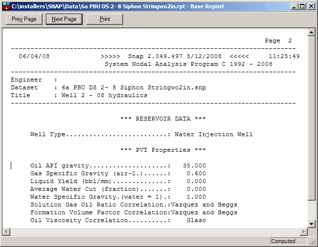 Reports Navigation Bar with Prev Page, Next Page, and Print buttons
