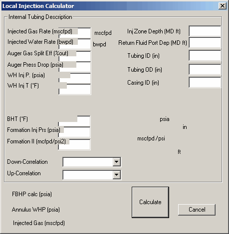 Local Injection Calculator panel
