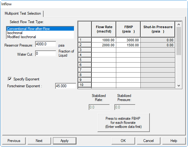 Multi-Point Flow Test — option