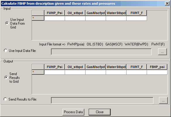 Flowing Bottom Hole Pressure Analyzer panel