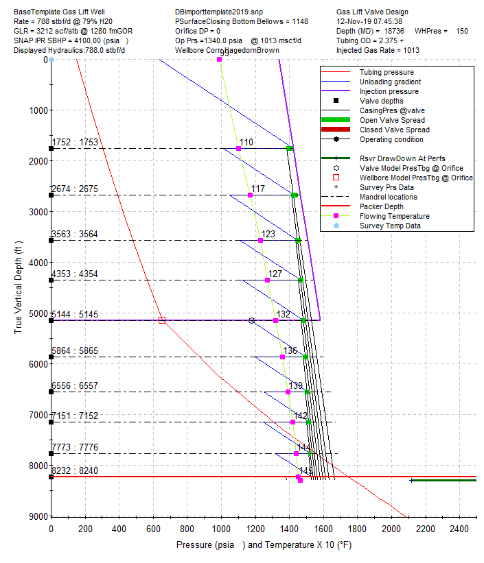 Gas Lift Design Plot for Setup report