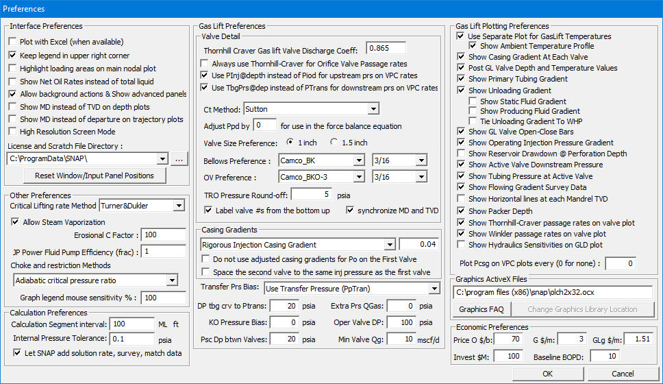 Global Preferences panel